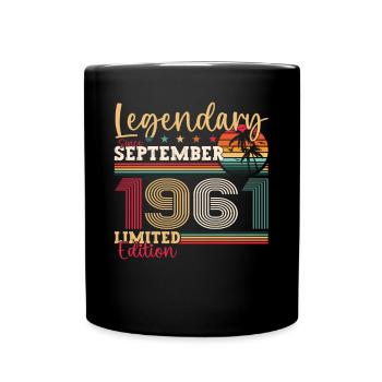 Legendary September 1961 61st birthday gift - Full Colour Mug - black - Front