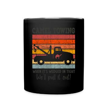 Kamelschleppen - Wenn es eng verkeilt ist - Lustig - Tasse einfarbig - Schwarz - Vorne