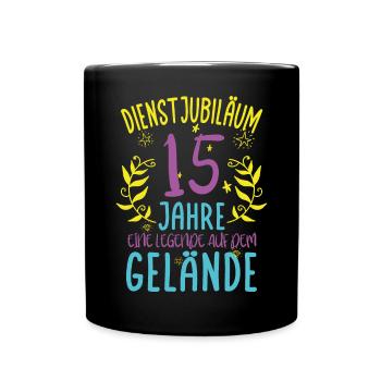 Dienstjubiläum 15 Jahre Geschenk - Tasse einfarbig - Schwarz - Vorne