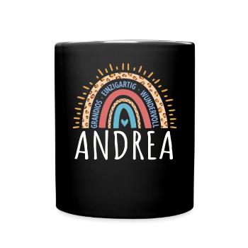 Andrea Name Geschenk Geburtstag - Tasse einfarbig - Schwarz - Vorne