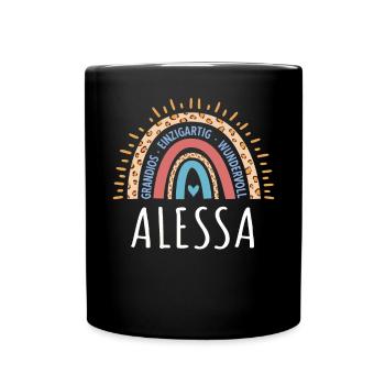 Alessa Name Geschenk Geburtstag - Tasse einfarbig - Schwarz - Vorne