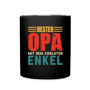 Bester Opa mit dem coolsten Enkel Geschenkidee - Tasse einfarbig - Schwarz - Vorne