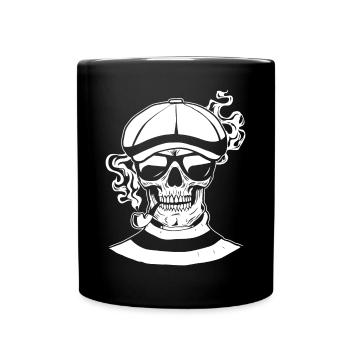 Beatnik Gothic Skull Pipe Goth Vintage Retro - Full Colour Mug - black - Front