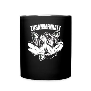 zusammenhalt mit rose in weiss - Tasse einfarbig - Schwarz - Vorne