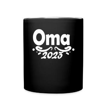Oma 2023 Schwangerschaft verkünden - Tasse einfarbig - Schwarz - Vorne