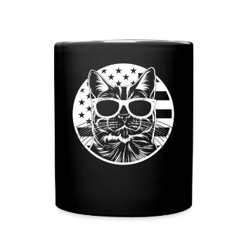 Chat avec drapeau de l’Amérique I Drôle d’amoureux des chats - Mug uni - noir - Devant
