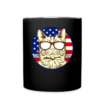 Chat avec drapeau d’Amérique I amoureux des chats ameri - Mug uni - noir - Devant