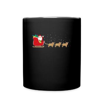 Français Bulldog Santa Christmas Sleigh - - Mug uni - noir - Devant