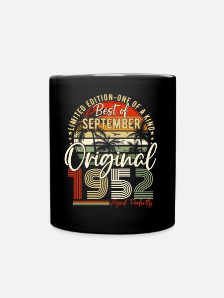 September 1952 Jahrgang Vintage Retro Geburtstag - Tasse einfarbig - Schwarz