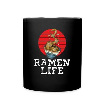 Ramen Leben - Tasse einfarbig - Schwarz - Vorne