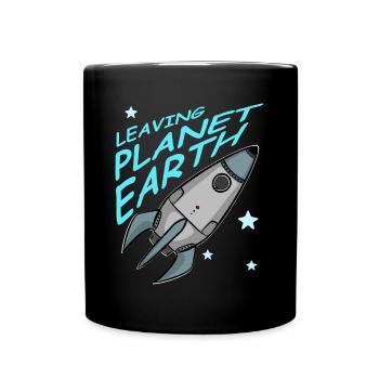 Quitter la planète Terre, fusée dans l’espace, chemise - Mug uni - noir - Devant