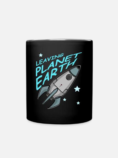 Leaving Planet Earth, Rocket in Space, Shirt - Full Colour Mug - black