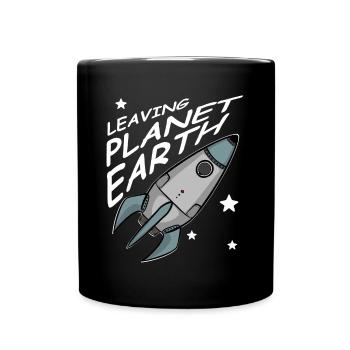 Quitter la planète Terre, Fusée dans l’espace, Chemise - Mug uni - noir - Devant