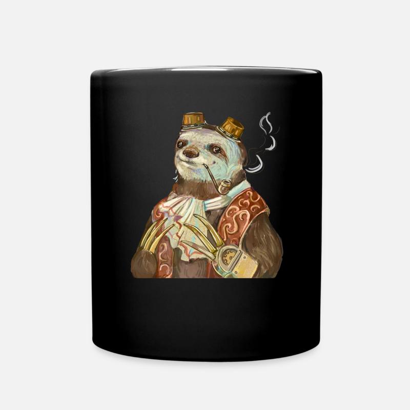 Steampunk Faultier - Tasse einfarbig - Schwarz