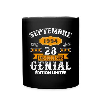 28 Ans Anniversaire Vintage Né(e) Septembre 1994 - Mug uni - noir - Devant