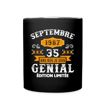 35 Ans Anniversaire Vintage Né(e) Septembre 1987 - Mug uni - noir - Devant