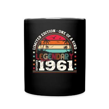 Legendary September 1961 61st birthday gift - Full Colour Mug - black - Front