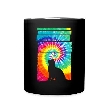 Cat Hippie Tie Dye - Full Colour Mug - black - Front