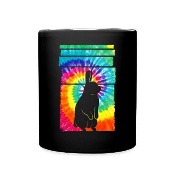 Rabbit Hippie Tie Dye - Full Colour Mug - black - Front