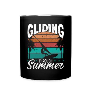 Windsurfing Board Gliding Summer Windsurfer - Full Colour Mug - black - Front
