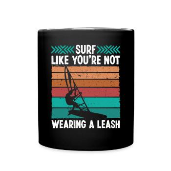 Windsurfing Vintage Wearing Leash Retro Windsurfer - Tasse einfarbig - Schwarz - Vorne