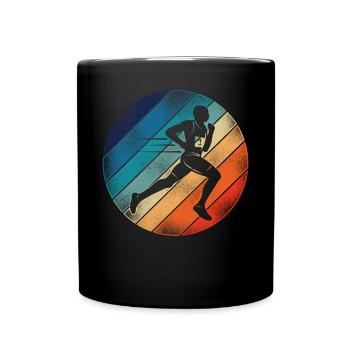 Running Runner Half Marathon Retro - Full Colour Mug - black - Front