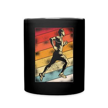 Running Runner Half Marathon Retro - Full Colour Mug - black - Front