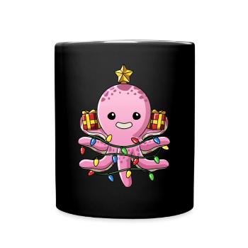 Octopus Arbre de Noël Marché de Noël - Mug uni - noir - Devant