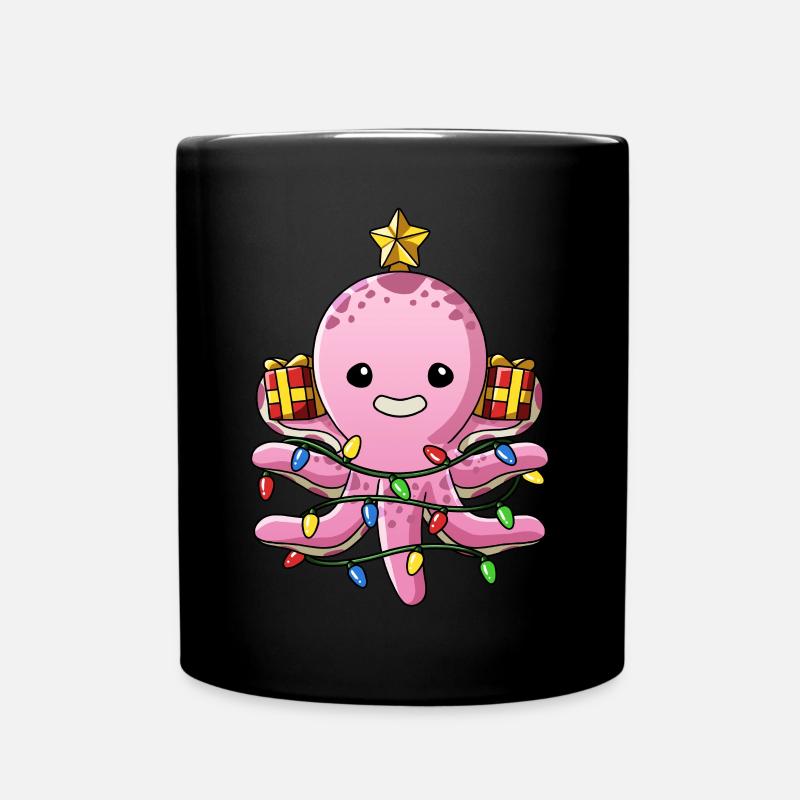 Oktopus Weihnachtsbaum Weihnachtsmarkt Weihnachten - Tasse einfarbig - Schwarz