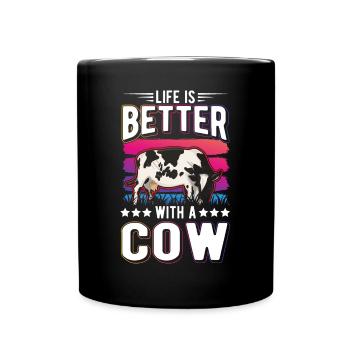 Life is better with a Cow Cattle Breeder Cows Cow - Full Colour Mug - black - Front