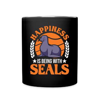 Robbe Glück Sea Lion Seelöwe - Tasse einfarbig - Schwarz - Vorne