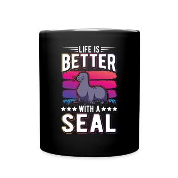 La vie est meilleure avec un phoque phoque lion - Mug uni - noir - Devant