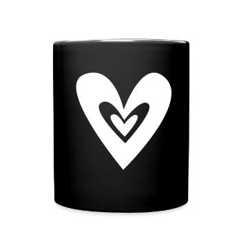 Herz Herze - Tasse einfarbig - Schwarz - Vorne