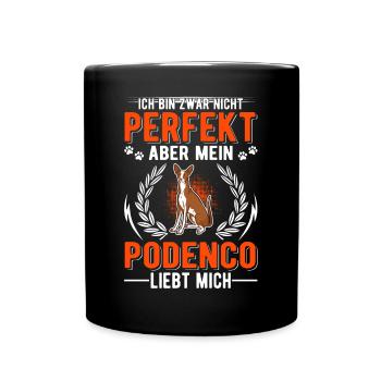 Podenco Spanischer Windhund Ibizan Hound - Tasse einfarbig - Schwarz - Vorne