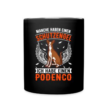 Podenco Schutzengel Spanischer Windhund Podenco - Tasse einfarbig - Schwarz - Vorne