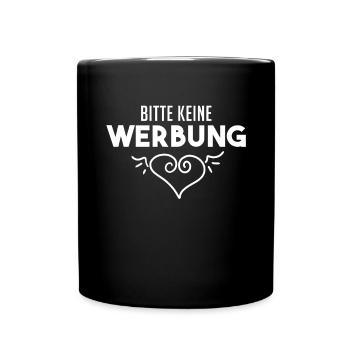 Bitte keine Werbung - Briefkasten - Tasse einfarbig - Schwarz - Vorne