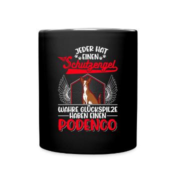 Podenco Schutzengel Spanischer Windhund Podenco - Tasse einfarbig - Schwarz - Vorne