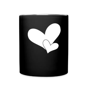 Herz Herze - Tasse einfarbig - Schwarz - Vorne