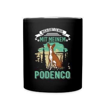 Podenco Spanischer Windhund Ibizan Hound - Tasse einfarbig - Schwarz - Vorne