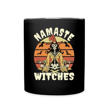 Les sorcières namaste méditent le squelette Yoga Halloween - Mug uni - noir - Devant