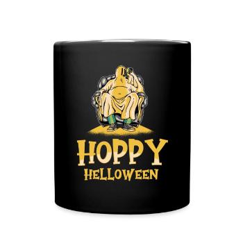 Ghost Beer Mug Funny Hoppy Halloween - Full Colour Mug - black - Front