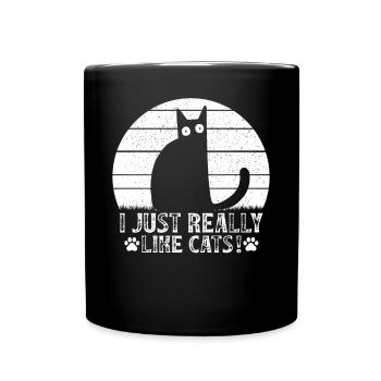 Drôle de chat Amoureux Des chats Propriétaire de chats J’aime juste les chats - Mug uni - noir - Devant
