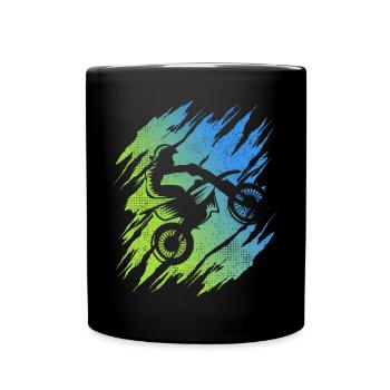 Motocross Dirt Bike Motorrad Offroad Moto-Cross - Tasse einfarbig - Schwarz - Vorne