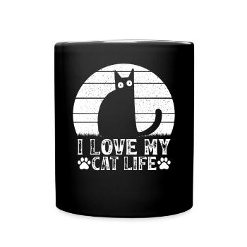 Propriétaire de chat Amoureux des chats J’aime mon chat - Mug uni - noir - Devant