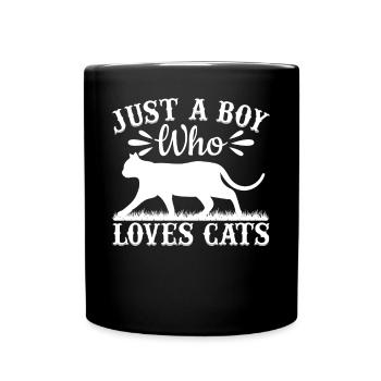 Cat Lover I Just A Boy Who Loves Cats - Full Colour Mug - black - Front