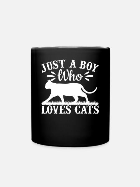 Cat Lover I Just A Boy Who Loves Cats - Full Colour Mug - black