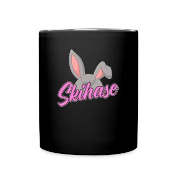 Skifahrer Skihase Ski - Tasse einfarbig - Schwarz - Vorne