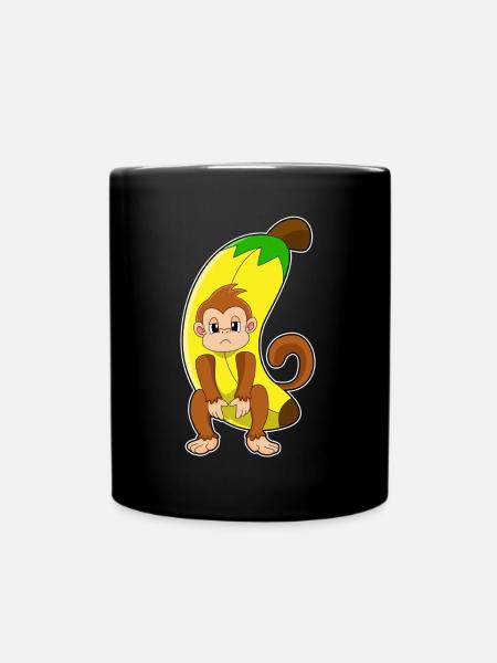 Affe Banane - Tasse einfarbig - Schwarz