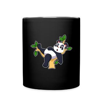Panda Zweig - Tasse einfarbig - Schwarz - Vorne