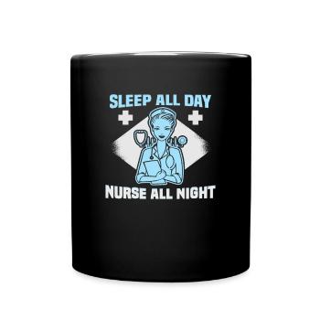 Dormir toute la journée infirmière toute la nuit Krankenschwester - Mug uni - noir - Devant